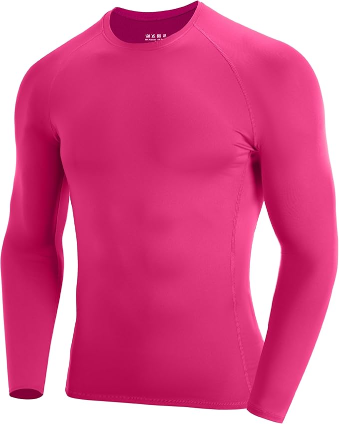 Men's Long Sleeve Compression Shirt, Quick Dry Athletic Base Layer Top, Skins Fit Football Running Workout Undershirt
