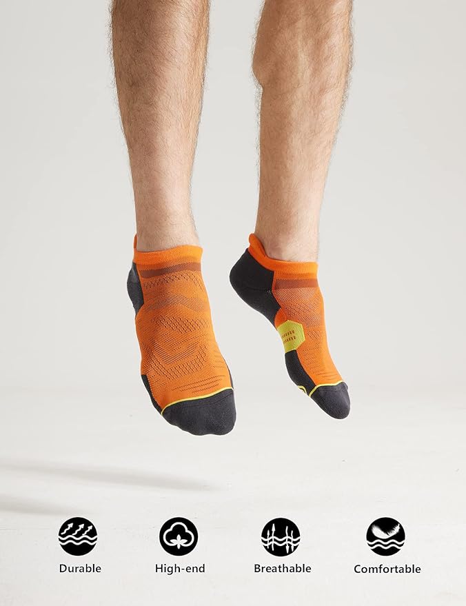 CS CELERSPORT 6 Pack Men's Running Ankle Socks with Cushion, Low Cut Athletic Tab Socks