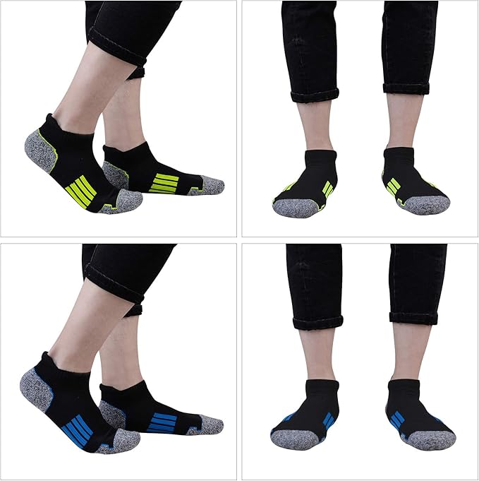 JOYNÉE Mens Ankle Athletic Low Cut Socks Running Sports Cushioned Sock for Men 6 Pack