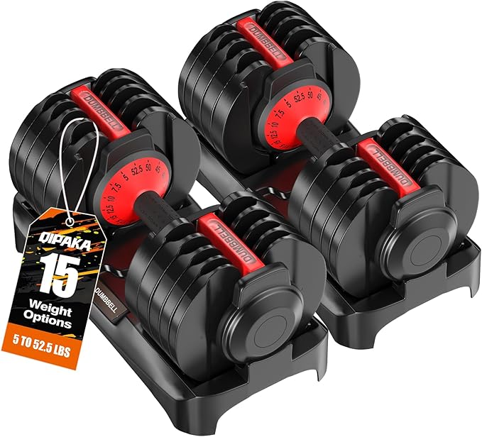 Adjustable Dumbbells Set of 2, Durable Weights Dumbbells Set, 10 in 1/15 in1 Weights Set with Anti-Slip Grip, Fast Adjust Gym Equipment Space Saving for Home Strength Training