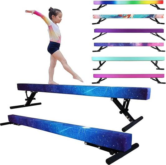 Adjustable Balance Beam for Kids, 8FT Gymnastics Beam with Anti-Slip Legs, High and Low Floor Beam for All Gymnastics Levels, Professional Gymnastic Equipment for Home, Gym Center