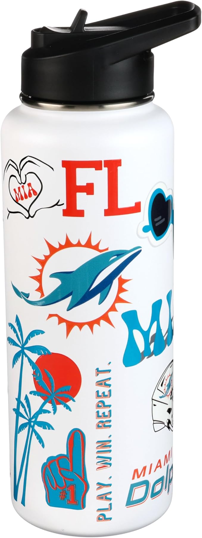 The Memory Company Officially Licensed NFL 34oz Water Bottle - Premium Stainless Steel Double-Wall Insulated, Leakproof Design