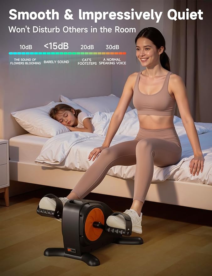 Under Desk Exercise Bike, Mini Exercise Bike Electric Pedal Exerciser for Seniors & Leg/Arm Fitness,12 Adjustable Speeds & LCD Display, Foot Exerciser for Physical Therapy, Exercise Bike for Seniors