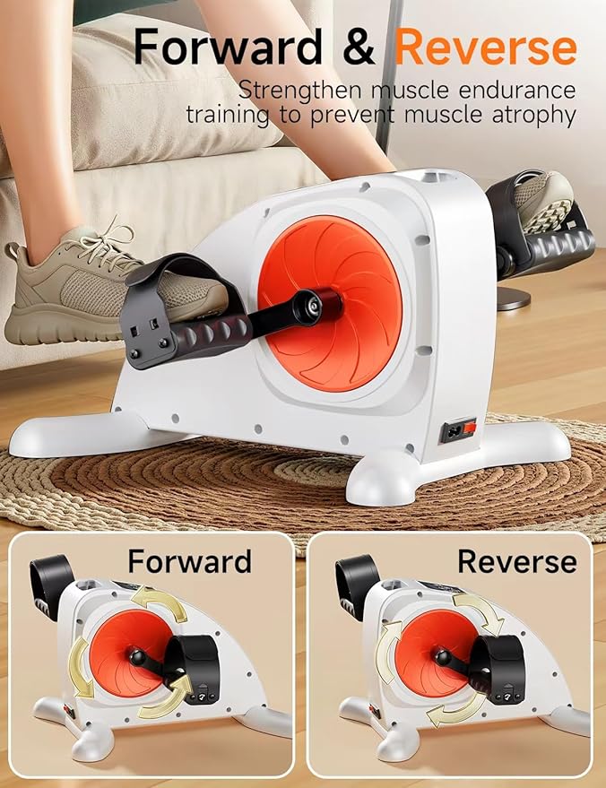 Under Desk Exercise Bike, Mini Exercise Bike Electric Pedal Exerciser for Seniors & Leg/Arm Fitness,12 Adjustable Speeds & LCD Display, Foot Exerciser for Physical Therapy, Exercise Bike for Seniors