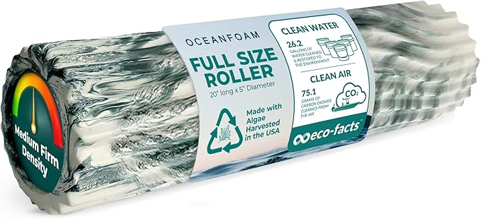 Oceanfoam Tidal Roller - Hunter Marbled - Muscle Massage Foam Roller for Back Pain & Stretching - Firm and Ergonomic Wide Wave Textured - Yoga, Athletics, & Wellness - Full Size, 20" x 5"