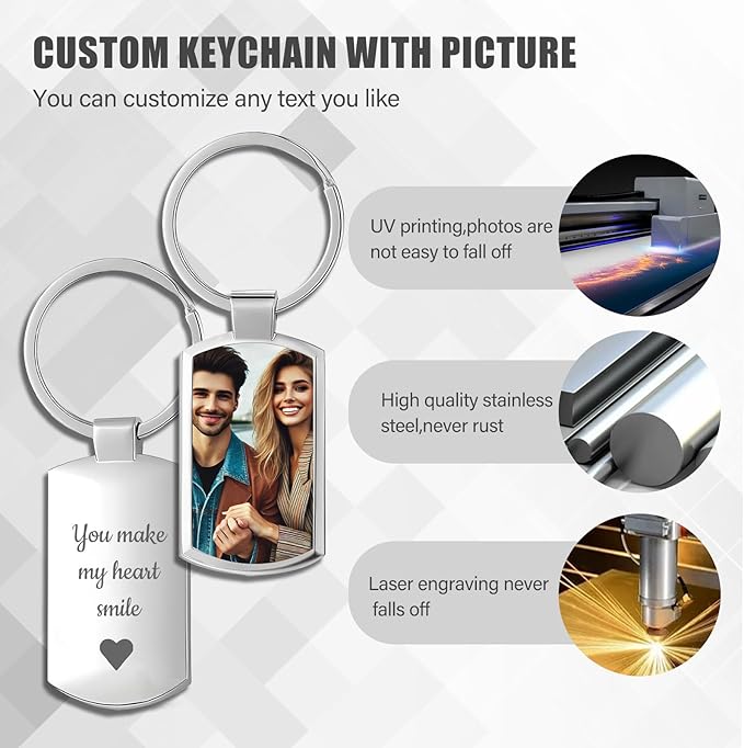 Customized Double Sided Keychain - Personalized Engraved Text/Number/Name Keychain, Custom Key chain Gift for Boyfriend