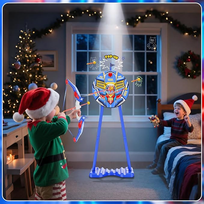 Kids Bow and Arrow Set, LED Light Up Archery Toy Set with Suction Cup Arrows, Standing Target & Quiver, Indoor and Outdoor Toys Sport Gifts for Kids, Boys & Girls Ages 4 5 6 7 8 9 10 11 12
