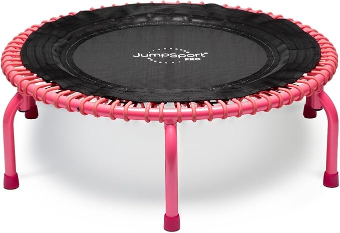 JumpSport 350 PRO Fitness Trampoline, Cardio Workout, No-Tip Arched Legs Home Gym Equipment, Adjustable Bungees & 60 Day Trial Video