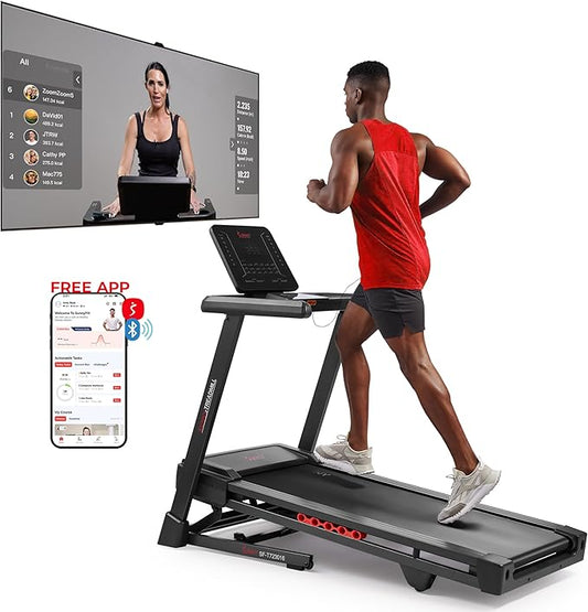 Sunny Health & Fitness Smart Heavy-Duty Auto Incline Treadmill with 20" Running Deck and Free SunnyFit App Connection