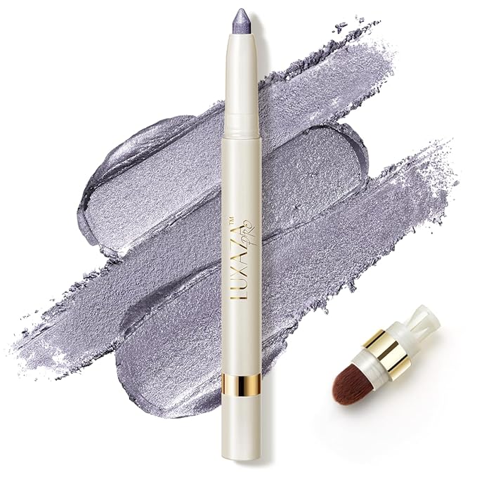 Eyeshadow Makeup Stick, Cream Shimmer, Eyeshadow Highlighter Makeup Eye Brightener Pencil Sticks Cosmetics, with Built-in Brush and Sharpener
