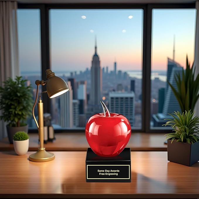 Hand-Blown Art Glass Award – Custom Engraved Elegant Award for Corporate, Sports Retirement Volunteer Recognition Leadership Personal Milestones Employee Gifts