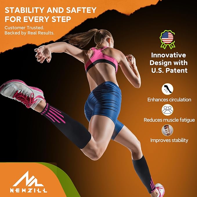 NEWZILL Compression Calf Sleeves (20-30mmHg) for Men & Women Perfect Option to Compression Socks for Running Travel Nursing