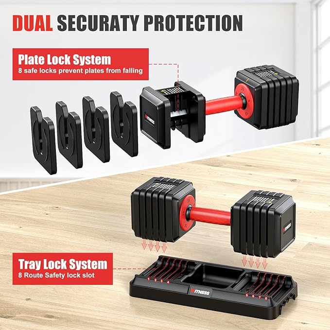 XDDIAS Adjustable Dumbbell Set of 2, 25/55/80LB Dumbbell Set-Fast Adjust Weights Set, 5/10/16 in 1 Free Weights Dumbbells Set with Anti-Slip Metal Handle, Compact Size for Men/Women Home Gym Equipment