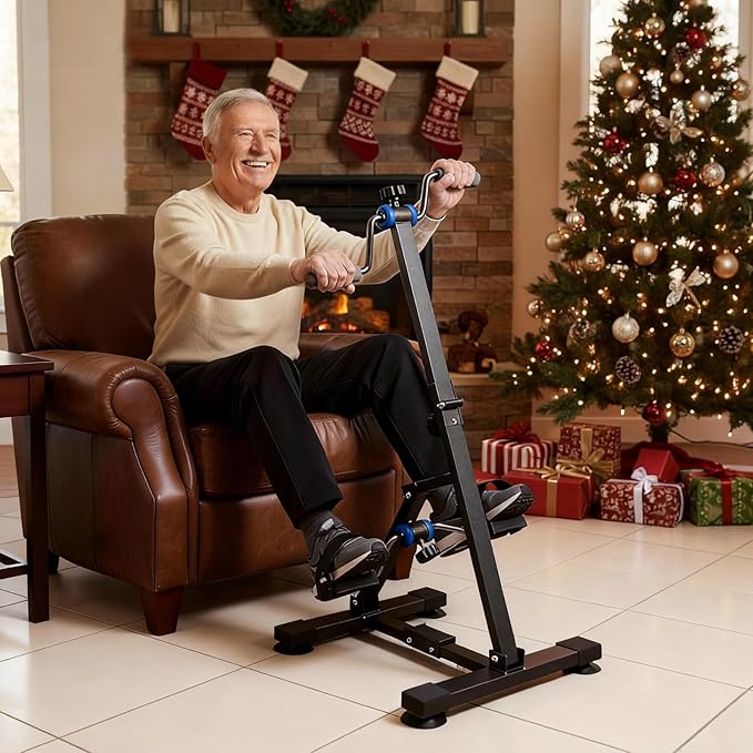 Arm and Leg Pedal Exerciser for Seniors - Seated Pedal Exerciser for Elderly, Stroke Recovery Pedal Exercise Equipment for Senior, Knee & Foot Stroke Therapy Equipment for Adults, Elliptical for Seniors