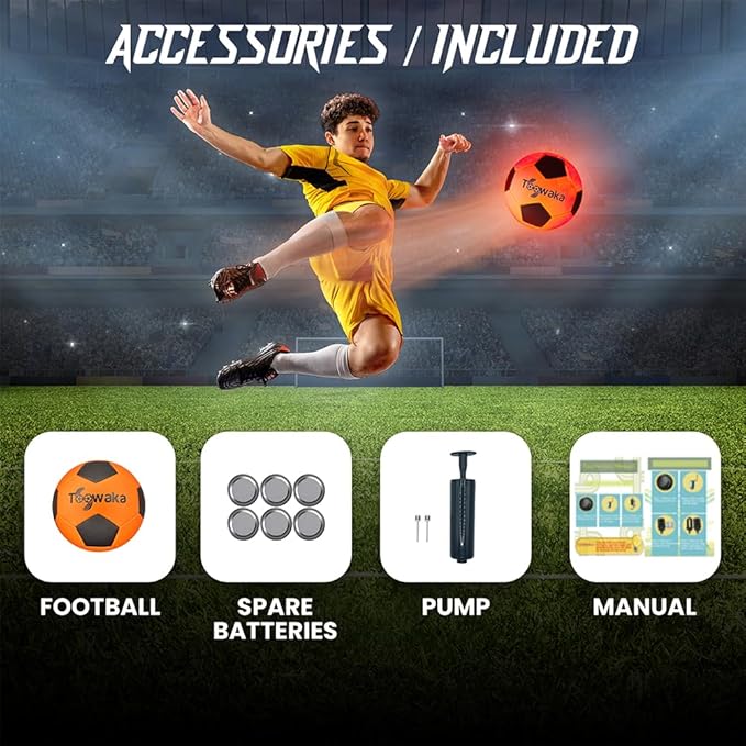Light up Soccer Ball,Glow in The Dark Soccerball with LED Lights Pre-Installed-Batteries Included