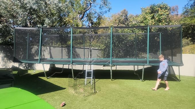 Happy Trampoline Pro Rectangle Trampoline - Heavy Duty 750lbs Jumping Capacity With Net Enclosure - Large Commercial Grade Rectangular Outdoor for Backyard Gymnastics