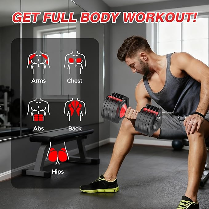 Adjustable Dumbbells Set of 2, Durable Weights Dumbbells Set, 10 in 1/15 in1 Weights Set with Anti-Slip Grip, Fast Adjust Gym Equipment Space Saving for Home Strength Training