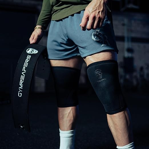 Gymreapers Knee Sleeves (1 Pair) w/Gym Bag - IPF Approved - Knee Compression Sleeve Support for Squats, Weightlifting & Powerlifting - 7MM Neoprene Sleeves - 1 Year Warranty (Black/Black, XX-Large)