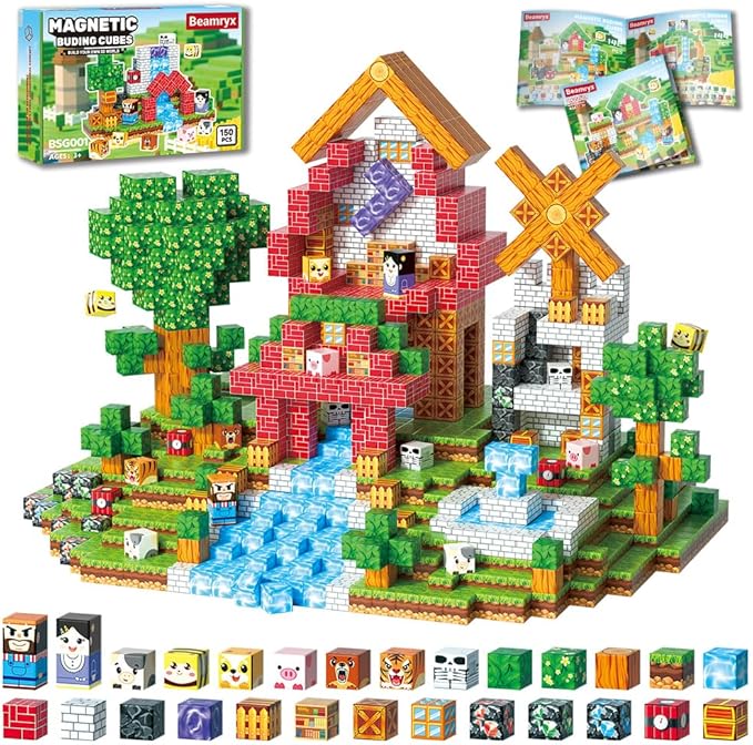 150Pcs Magnetic Blocks Forest Animal Set, Magnetic Toys Games for Kids Ages, STEM Toys for Kids Ages 4-8
