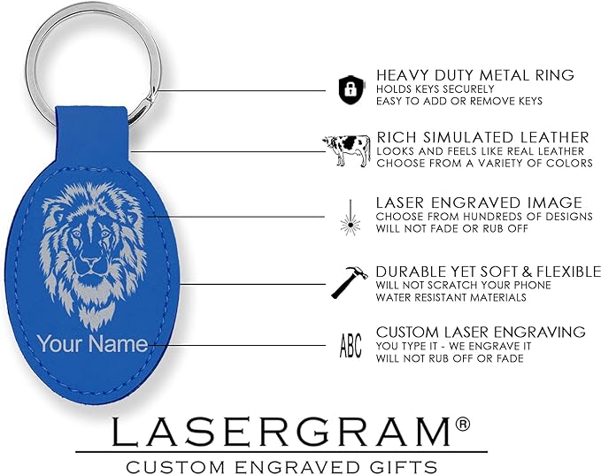 LaserGram Oval Keychain, Baseball Ball, Personalized Engraving Included (Dark Blue)