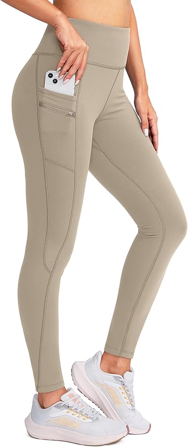 G Gradual Women's Fleece Lined Winter Leggings with Pockets Water Resistant High Waisted Thermal Warm Pants Running Hiking