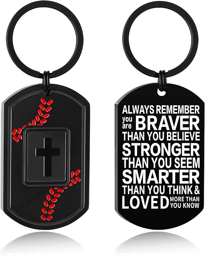 Stocking Stuffers- Football/Baseball/Soccer/Basketball Keychain for Men Baptism Confirmation Mens Gifts