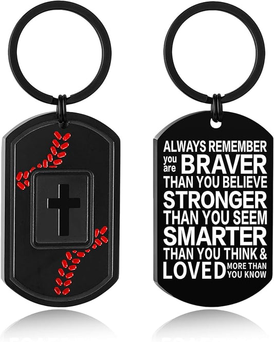 Stocking Stuffers- Football/Baseball/Soccer/Basketball Keychain for Men Baptism Confirmation Mens Gifts