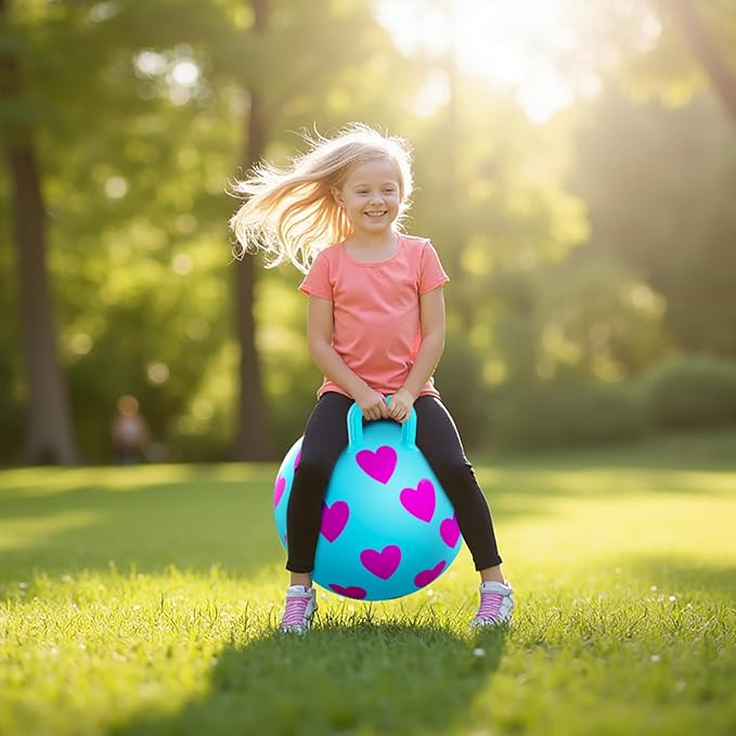 EVERICH TOY Hopper Ball,15In Sit On Bouncy Balls with Handle, Purple Heart Girls Toys for Indoor Outdoor Active Play Toys, Inflatable Christmas Hopping Toy for Girls Boys Gifts 3 4 5 6 7 Yr Old
