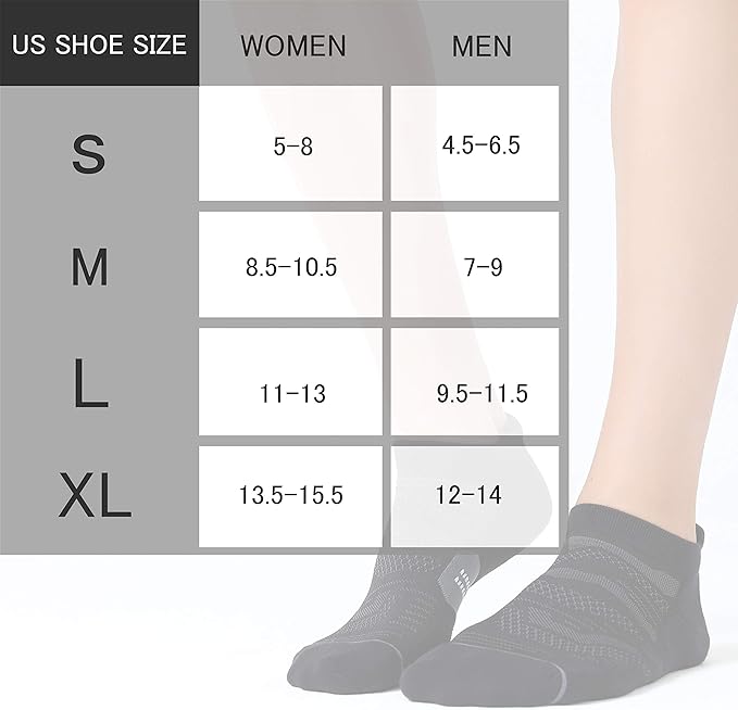 CS CELERSPORT 6 Pack Men's Running Ankle Socks with Cushion, Low Cut Athletic Tab Socks