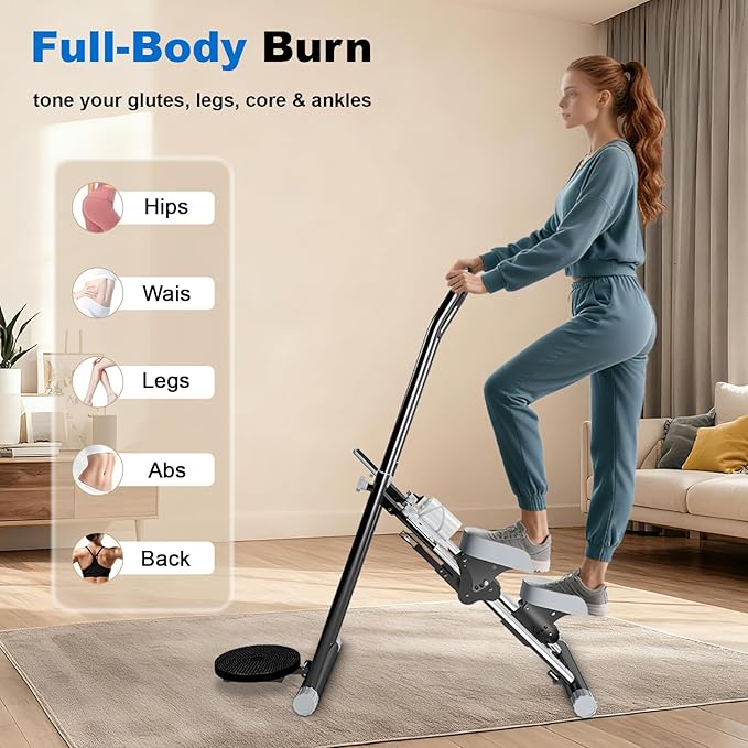 OVER SELF Stair Stepper with Handlebar for Full-Body Workout, Vertical Compact Cardio Climber Exercise Machine for Home Gym, Steppers for Exercise at Home, 350lbs Weight Capacity (Upgraded Black)