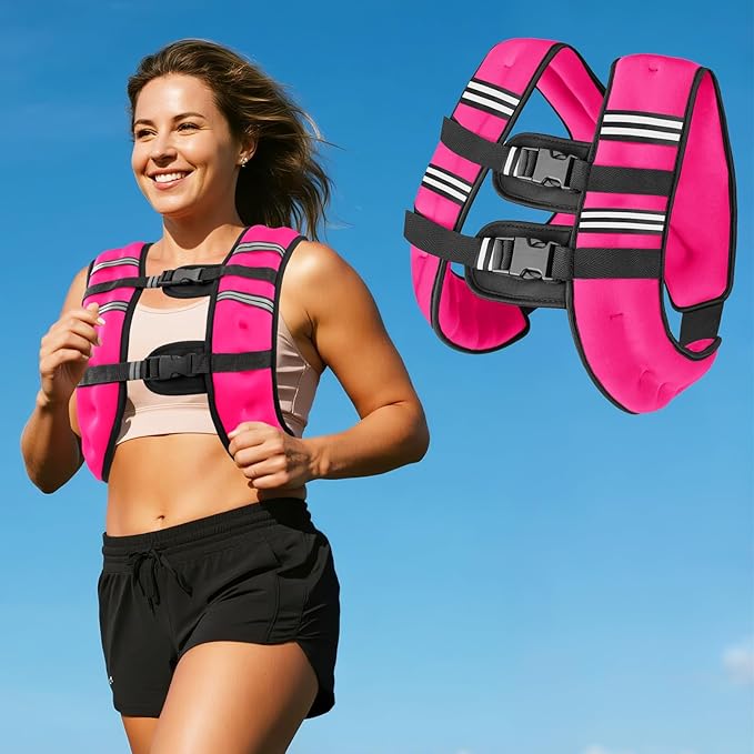 Zikopomi Weighted Vest Woman Man, 6lb/8lb/12lb/16lb/20lb/25lb/30lb Weight Vest with Reflective Stripes for Workout, Strength Training, Running, Fitness, Muscle Building, Weight Loss, Rucking Vest