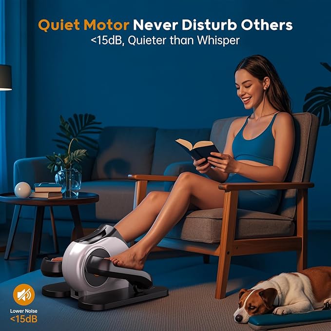 Under Desk Elliptical, 2-in-1 Electric Pedal Exerciser for Seniors, 10 Resistance Levels, 10 Speeds, 3 Auto Modes, Quiet Leg Exerciser with Remote, Fully Assembled, Non-Slip Pedals