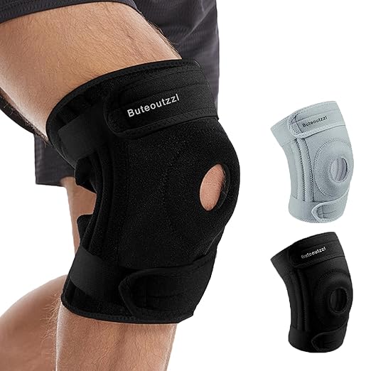 Knee Brace for Men Women with Side Stabilizers & Patella Gel Pad,Non Slip Adjustable Knee Compression Support for Pain Relief,Meniscus Tear,ACL,Arthritis,Injury Recovery,Running