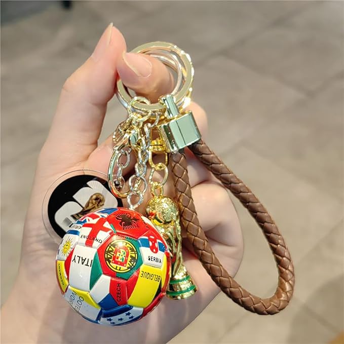 Soccer Keychain 2026 World Cup Design Soccer Ball Keychain with National Flags