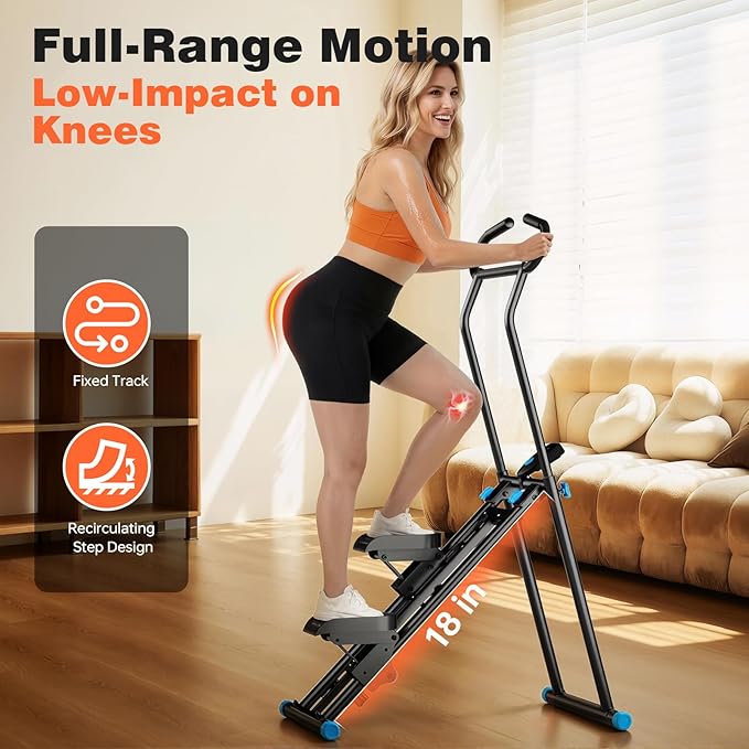 Stair Stepper for Home Gym, 350 lbs Capacity Cardio Machine with Adjustable Height, Non-Slip Pedals, LCD Display, Foldable Design for Full Body Workout for Women Men