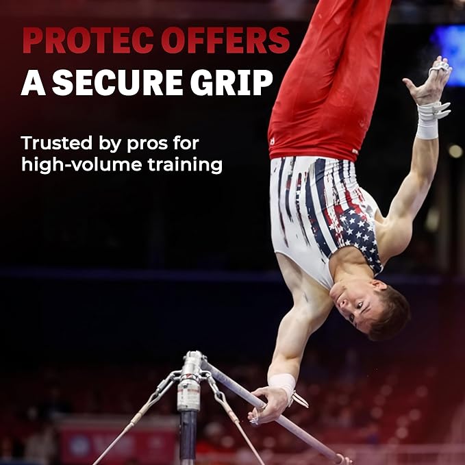Reisport Protec High Bar Gymnastics Grips for Men - Triple Strength Leather Hand Grips for Gymnastics Bars - Gymnastics Equipment & Accessories for Advanced Gymnasts