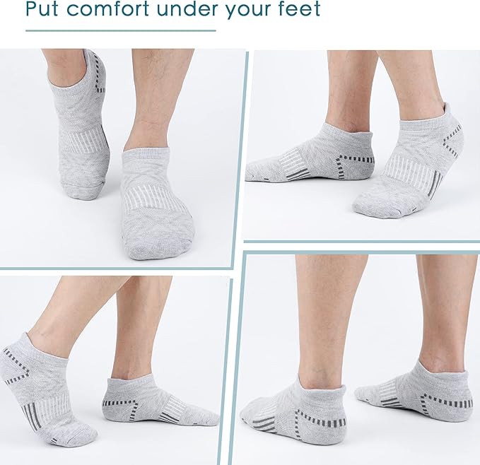 Airacker Ankle Athletic Running Socks Cushioned Breathable Low Cut Sports Tab Socks for Men and Women (6 Pairs)