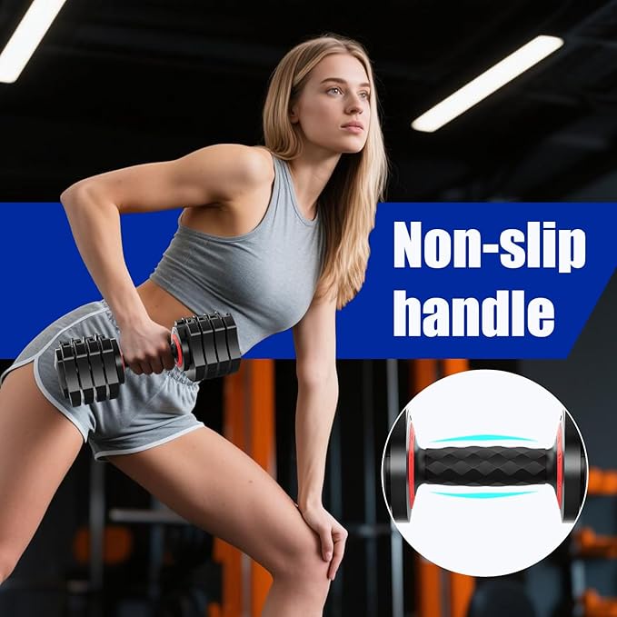 Adjustable Dumbbell Set 22.5LB, Anti-Slip Handle, 5 Level Gym Dumbbell Set with Free Weights Change, Secure Lock Slots, Home Strength Training Equipment for Men and Women