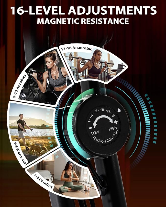 Merax Exercise Bike,Workout Bikes for Home,Folding Stationary Bikes for Home with 16-Level Magnetic Resistance, 300LBS Capacity X-Bike Indoor Exercise Equipment with Heart Rate Sensor & LCD Monitor