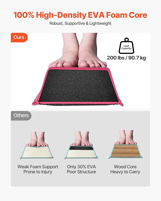VEVOR 8FT Balance Beam for Kids, 200-350LBS Stable Support Gymnastics Floor Beam with Non-Slip Mat, Wood-Core/EVA Gymnastics Training Equipment with Anti-Slip Bottom & Carry Bag for Home Gym
