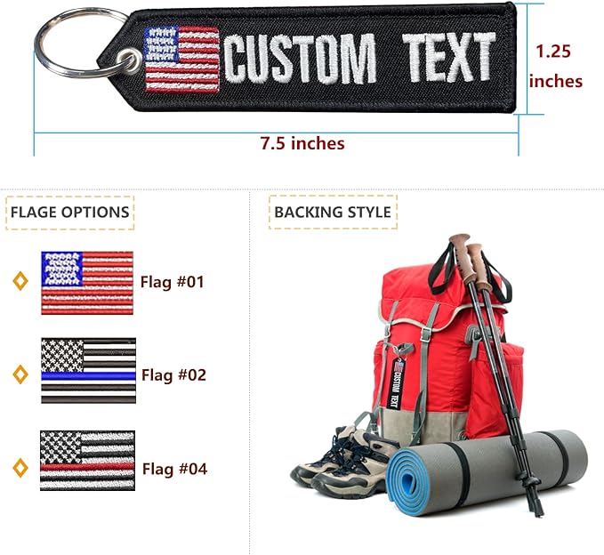 Graceful life keychains,Customize Keychain,Embroidery keyring for Motorcycle,Car, ATV (Arrow-American flag)