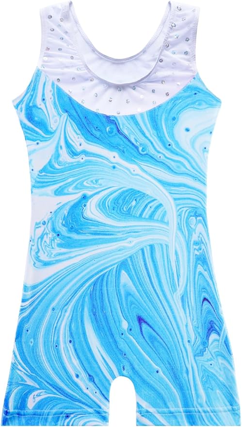 Leotards for Girls Gymnastics Toddler Dance Biketards Mermaid Unicorn Athletic Dance Wear Shiny Rainbow Blue Hotpink