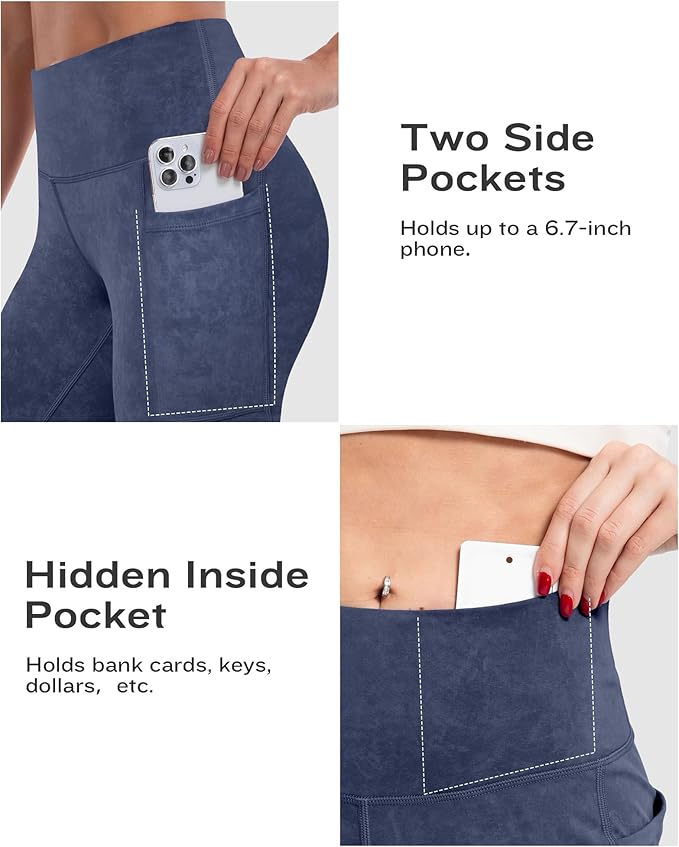 ATHVOTAR Biker Shorts Women with Pockets - 3"/5"/8" High Waisted Workout Spandex Tummy Control Gym Running Yoga Shorts