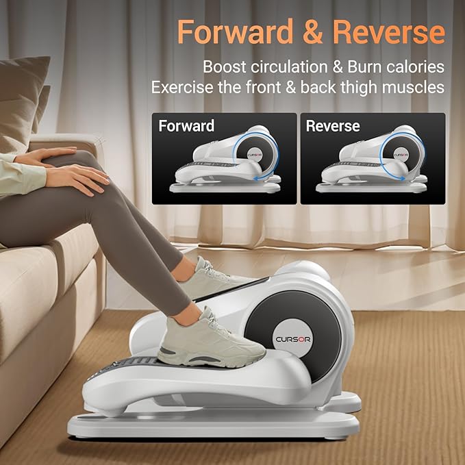 Under Desk Elliptical Machine, Electric Leg Exerciser as Seen on Tv for Seniors, Quiet Portable Seated Pedal Exerciser with Remote Control, 12 Speeds, Auto & HR Mode for Home Office