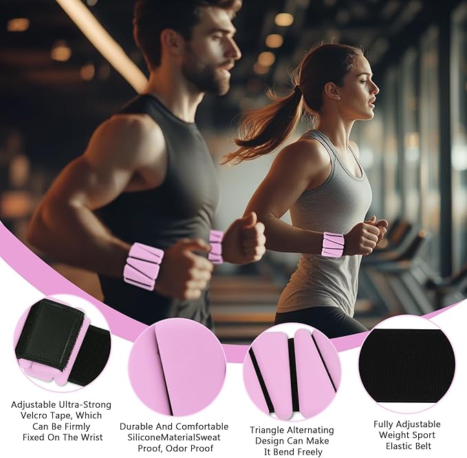 Wrist Weights Set of 2(1Lb Each), Adjustable Wrist and Ankle Weights Set for Women and Men, Wearable Silicone Wrist Bangles for Yoga, Dance, Pilates, Swimming, Cardio, Aerobics, Gym
