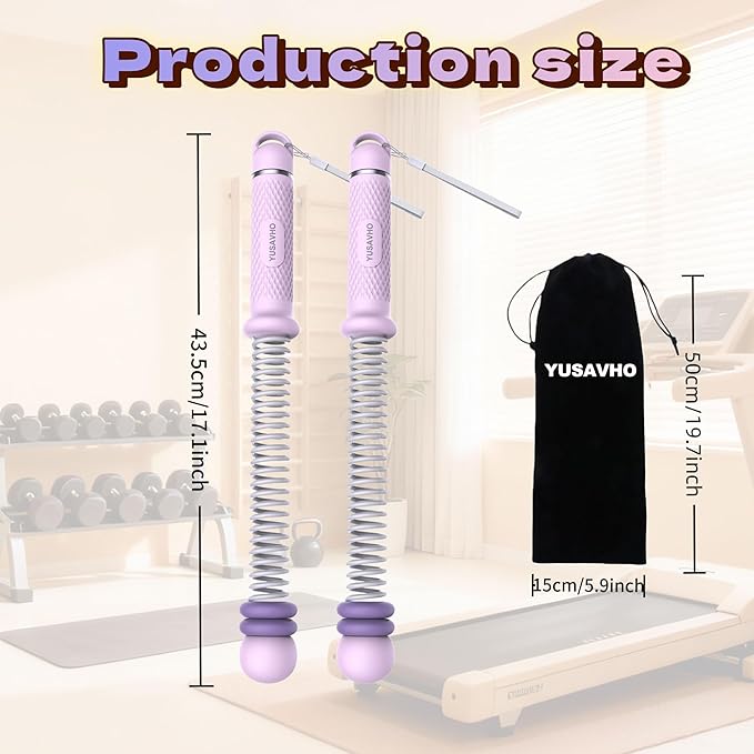 Adjustable Ropeless Battle Ropes for Home Gym for Men & Women, Heavy Duty Cordless Battle Rope with Storage Bag,Exercise Ropes with Variable Resistance, Strength & Low-Impact Cardio for HIIT(Purple)