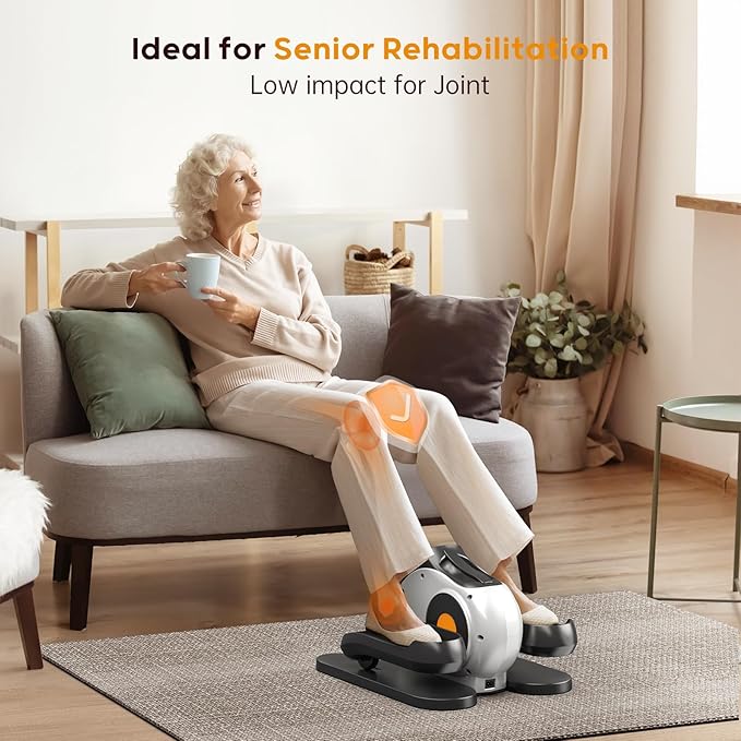 Under Desk Elliptical, 2-in-1 Electric Pedal Exerciser for Seniors, 10 Resistance Levels, 10 Speeds, 3 Auto Modes, Quiet Leg Exerciser with Remote, Fully Assembled, Non-Slip Pedals