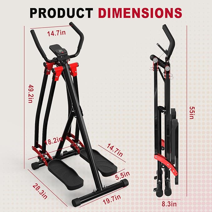 Space Walker Exercise Machine - Air Walker Elliptical Trainer for Home Use, with Foldable Design for an Aerobic Stepper and Cross Trainer Glider Exercise Machine for Men and Women