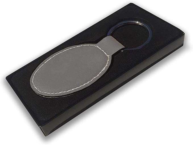 LaserGram Oval Keychain, Baseball Ball, Personalized Engraving Included (Gray)