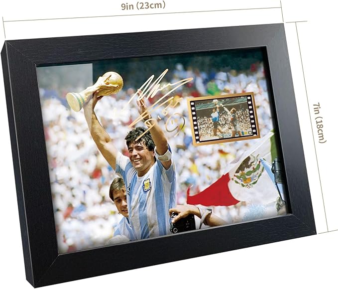 sufenvera Signed Maradona Framed Poster,Maradona Film Photo Collage Display,Gifts for Soccer Ball Fans on Birthday Christmas 8x6 Inches